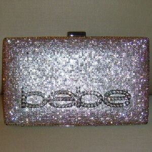 Bebe Rhinestone and Silver Clutch Bag - NEW